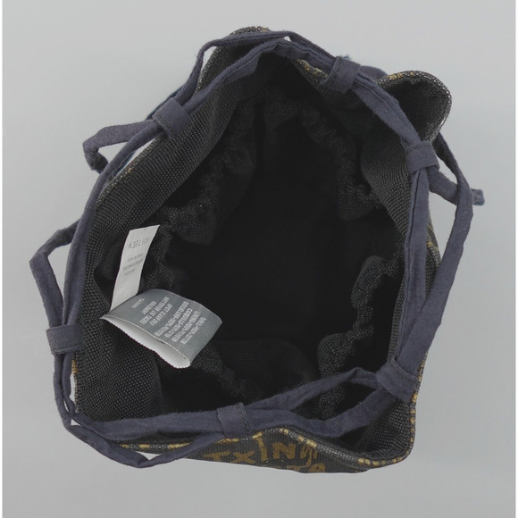 RH Teen Restoration Hardware Bucket Bag Small Black Gold Tone Allover Print - Picture 9 of 12